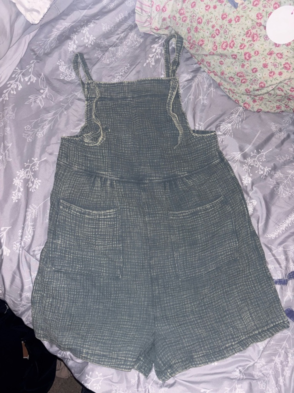 Zenana Outfitters Olive Green Textured Romper